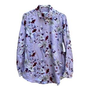 NEW Equipment Femme Lavender Purple Floral Blouse 100% Silk Orchids Women Small